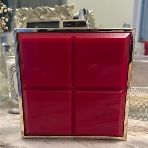 Red Square Clutch with Gold Trim